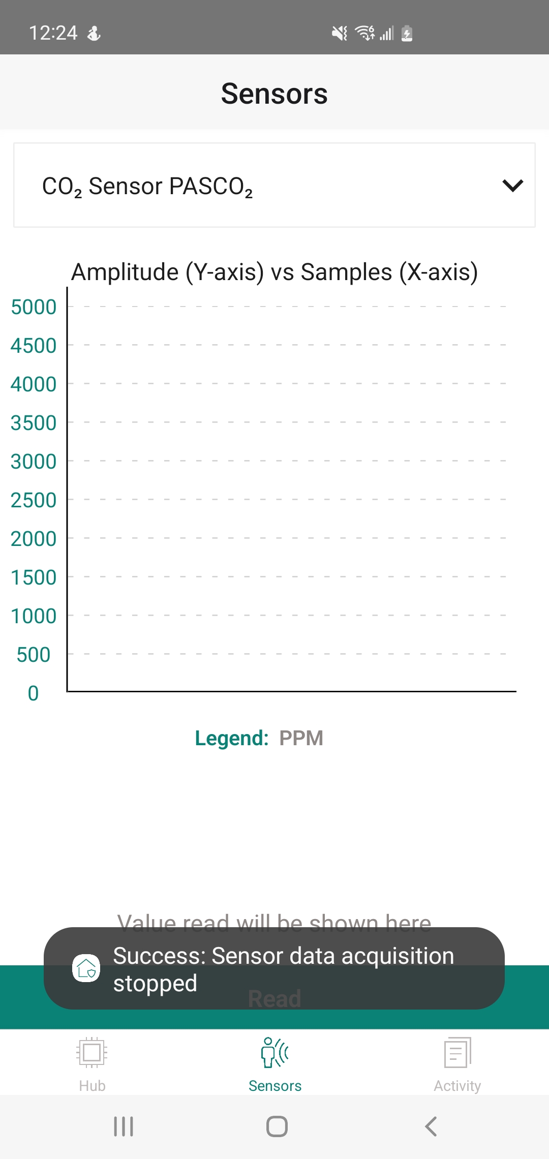 Sensors Screen - XENSIV™ PASCO2 data acquisition stopped