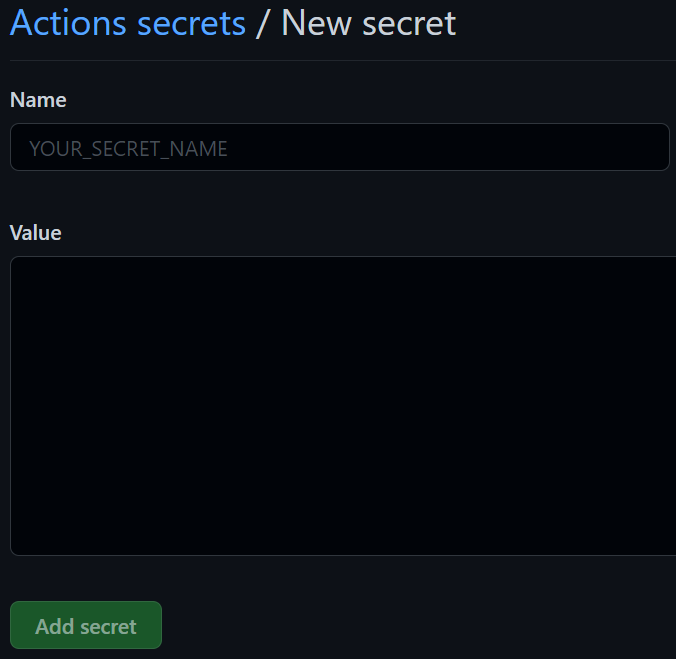 New GitHub secret