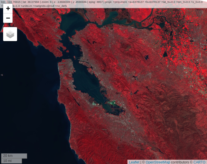 Landsat 8 false color composite of San Francisco bay area, California, USA.