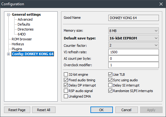 Project64 EEPROM Configuration