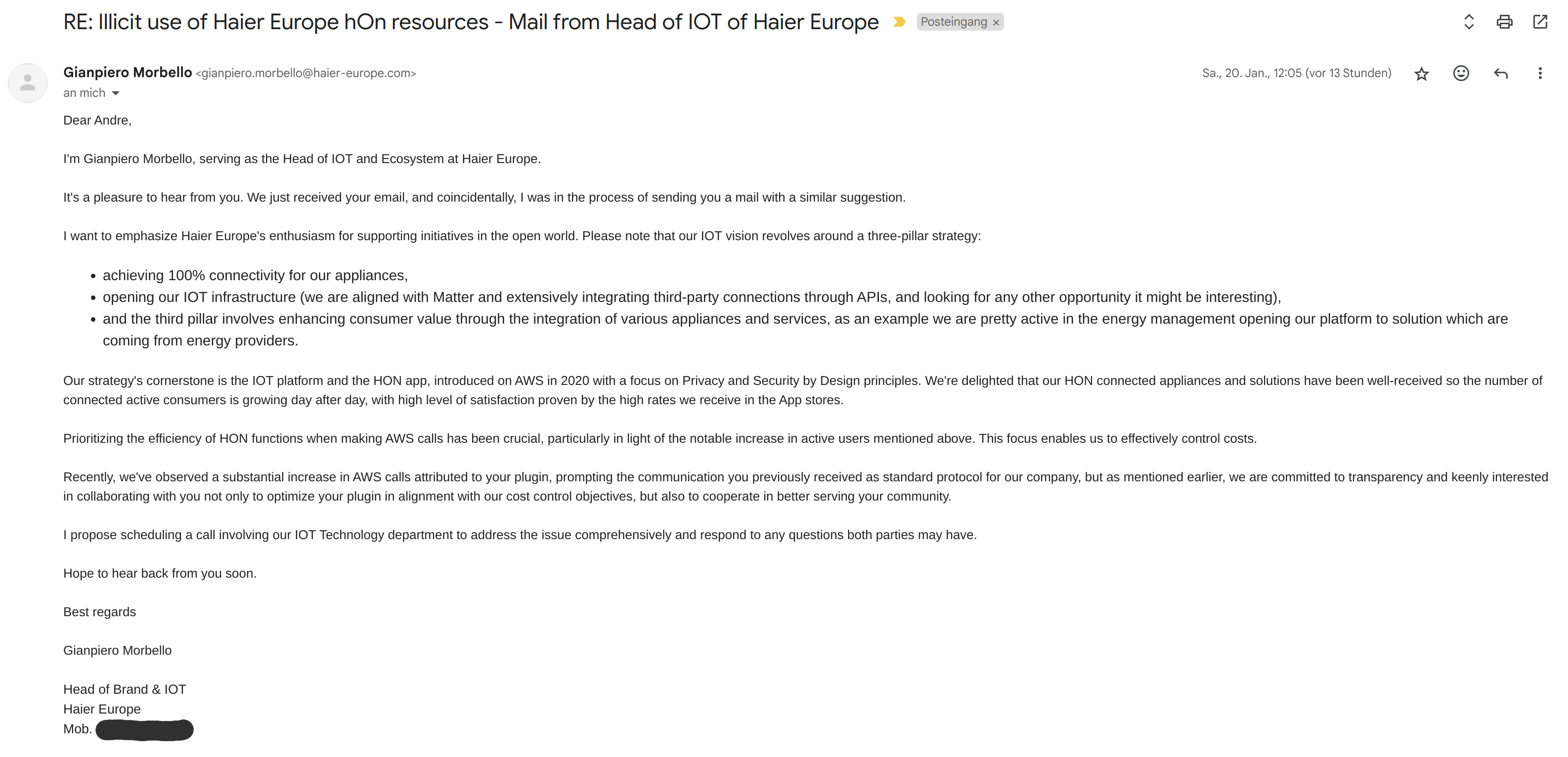 haier response