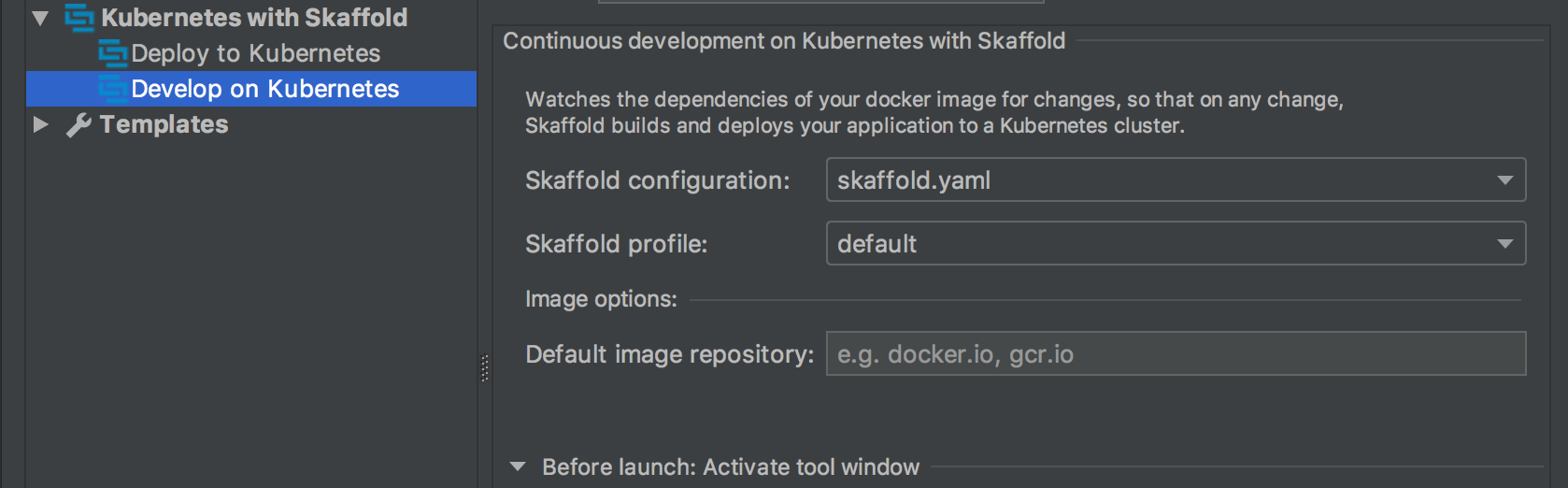 specify your repository in run target settings