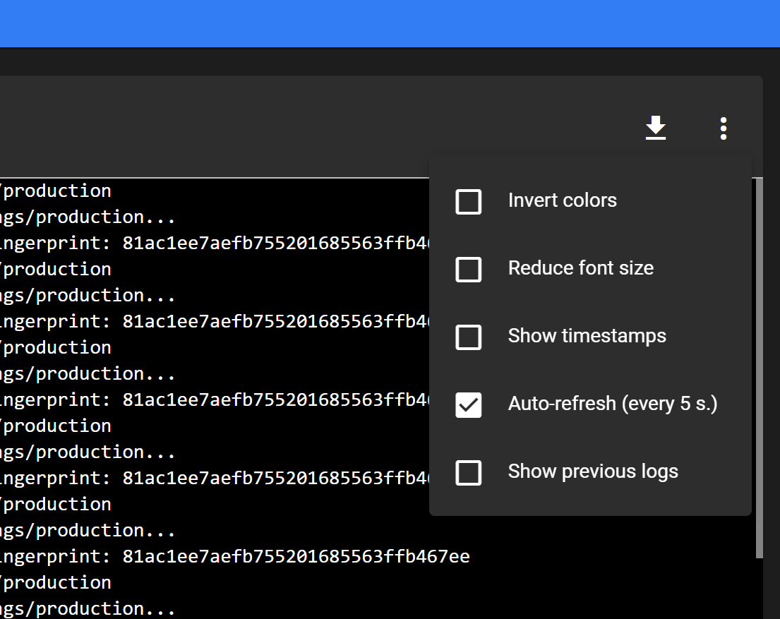 Kubernetes Dashboard auto-refresh