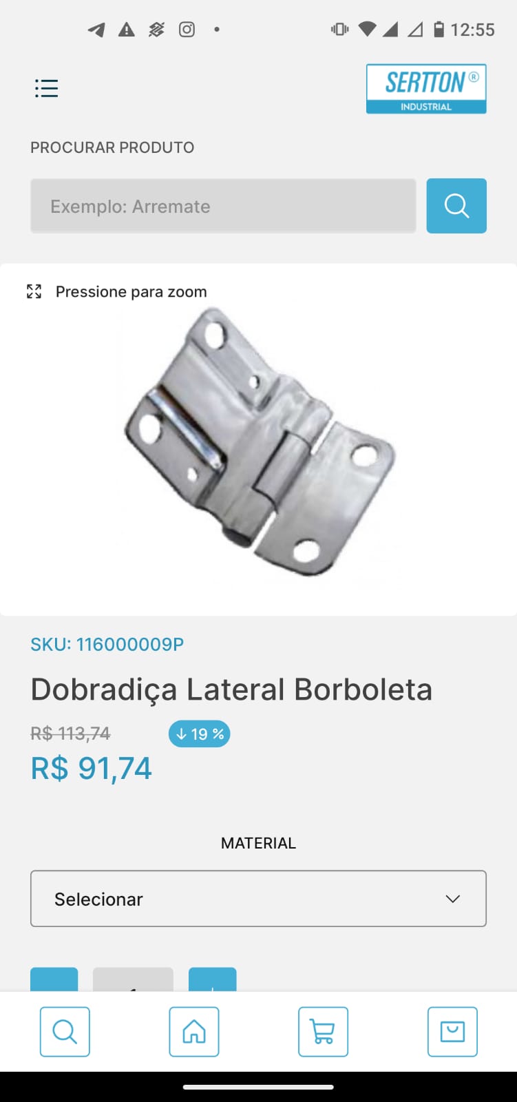 Tela de detalhes de produto