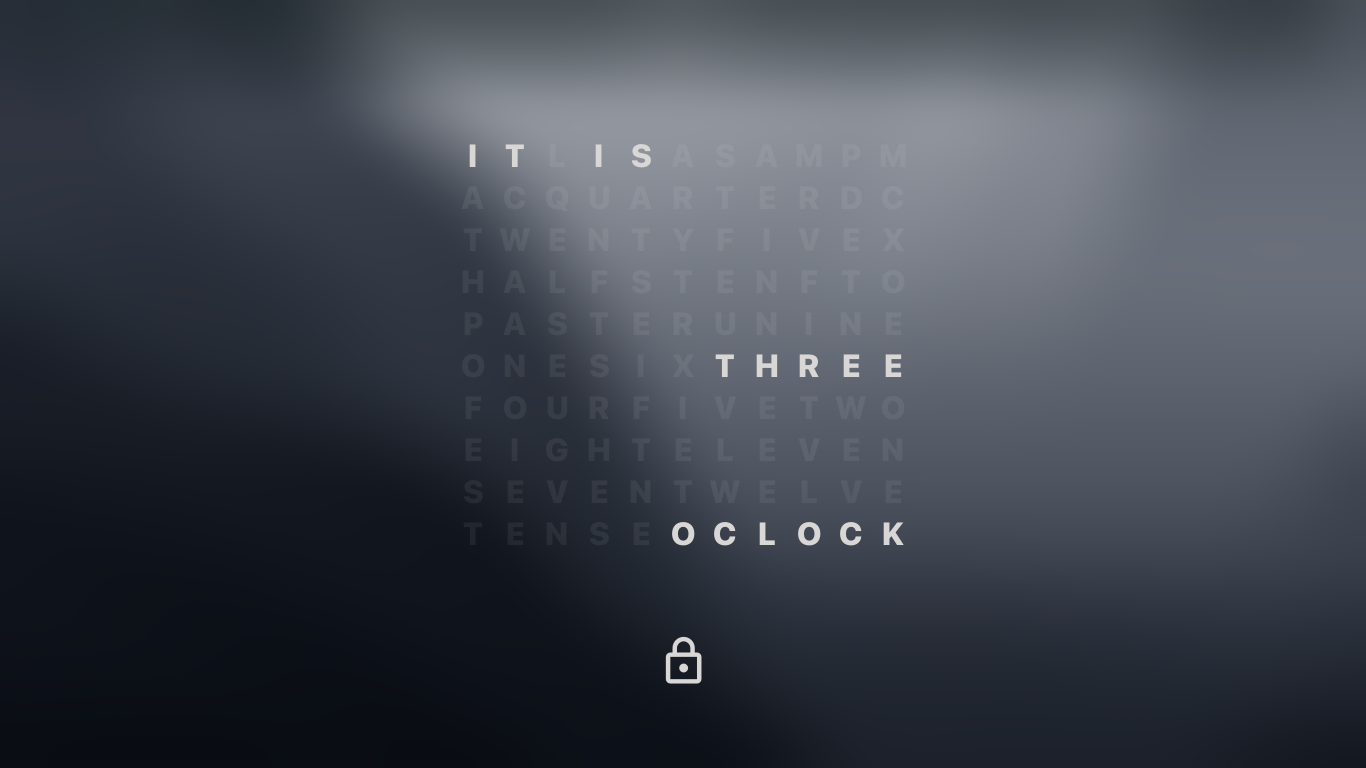 word clock lockscreen preview