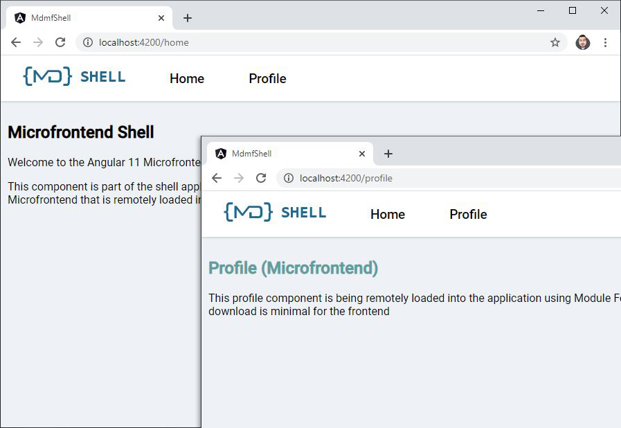 Shell and Microfronted Screenshot