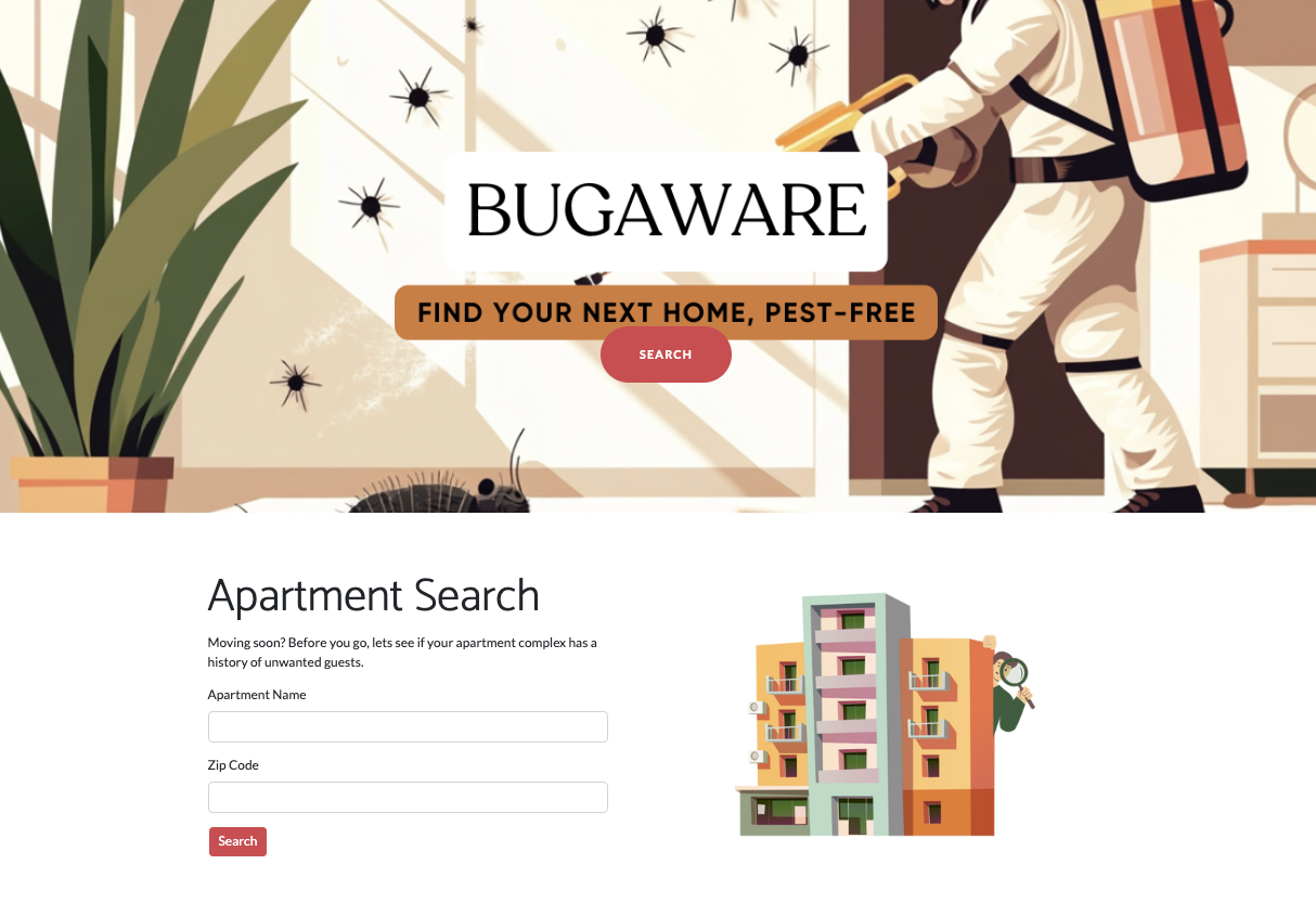 BugAware Home Screen