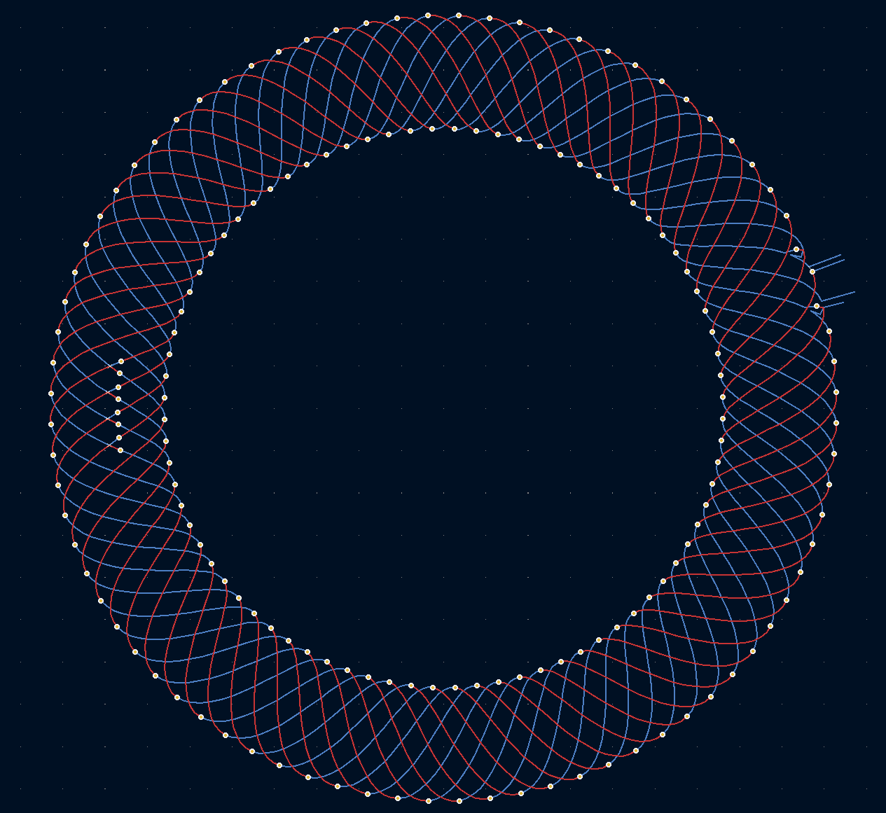 A screenshot of the spiral PCB design in Kicad.