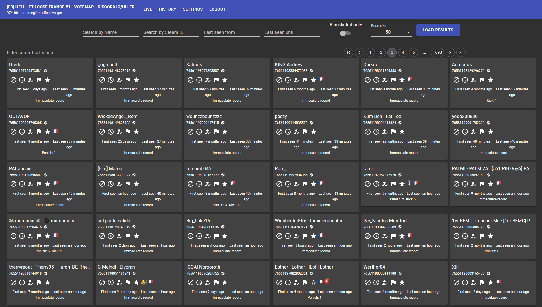 Player history overview