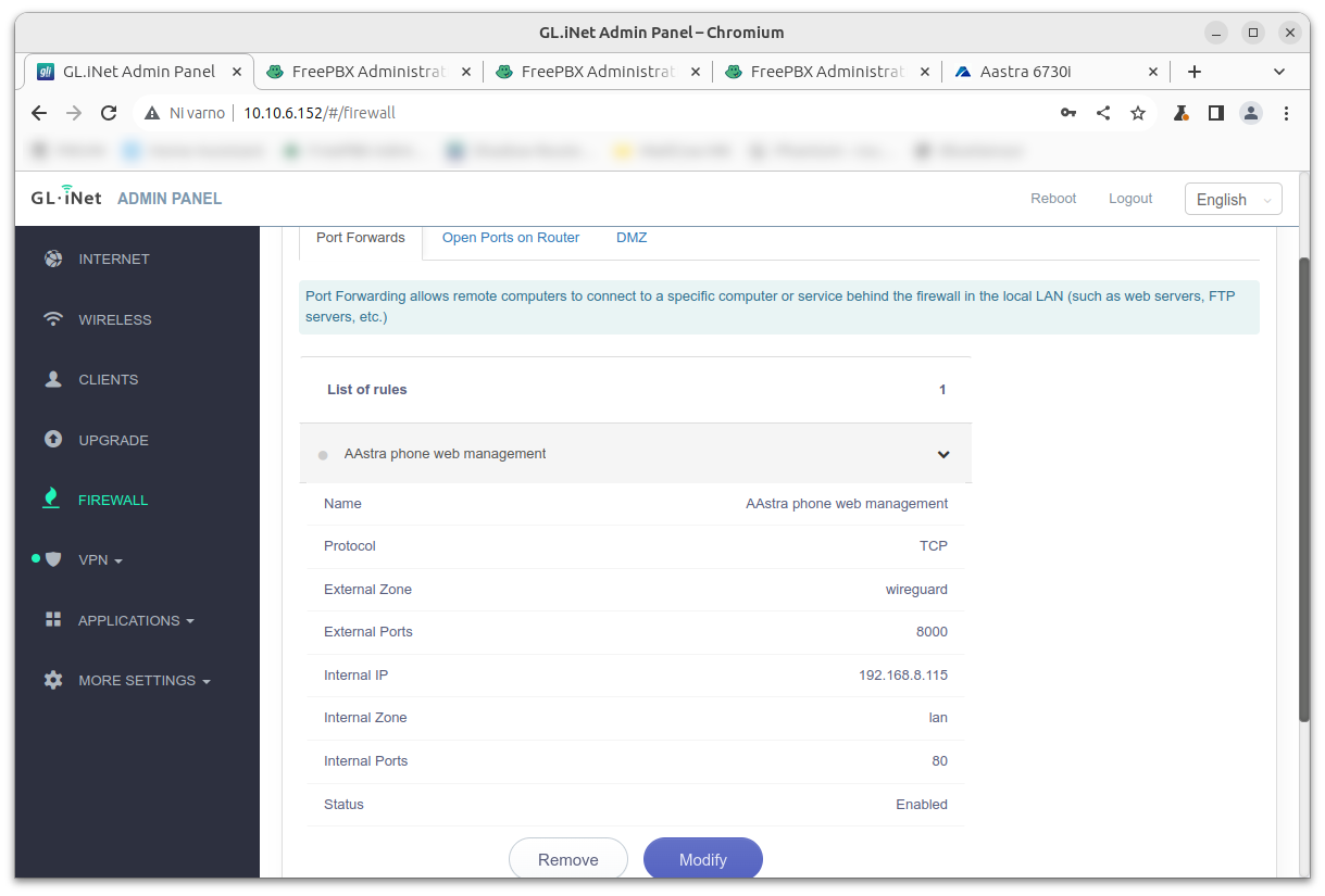 Firewall - port forwarding