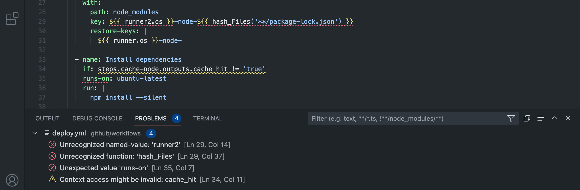 Validation for YAML keys and expressions