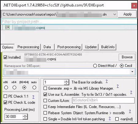 DllExport Configuration