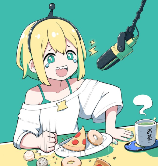 a_cartoon_of_a_girl_eating_food