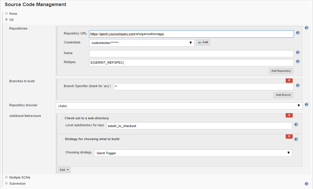 Source Code Management configuration