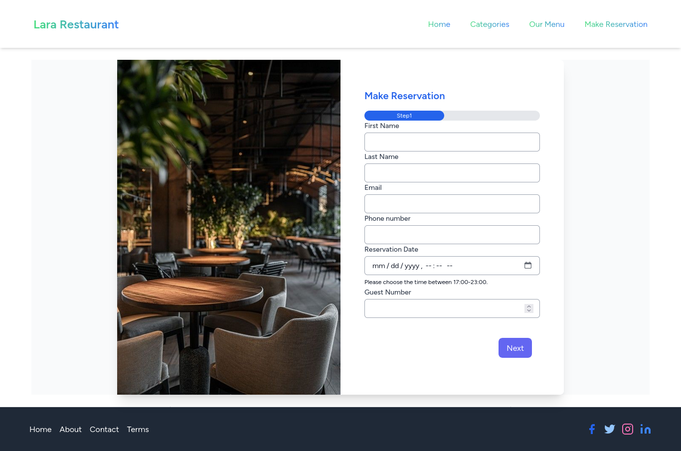 Laravel Restaurant Reservation screenshot