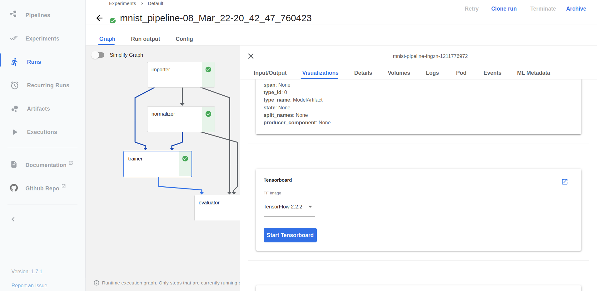 TensorBoard Kubeflow Visualization