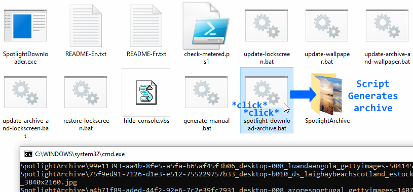 Screenshot: Launching Spotlight Batch file from File Explorer