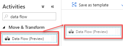 Dragging the data flow activity on to the pipeline design surface