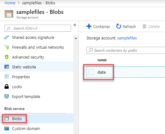 Select blobs in the Azure Storage account