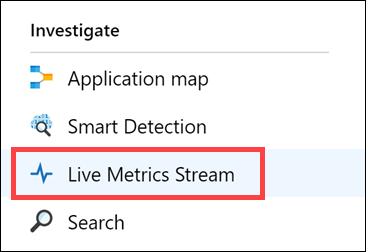 The Live Metrics Stream link is highlighted.