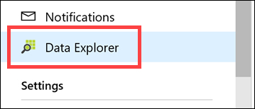 The Data Explorer link located in the left-hand menu is highlighted.