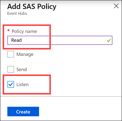 The Add SAS Policy form is filled out with the previously mentioned settings entered into the appropriate fields.