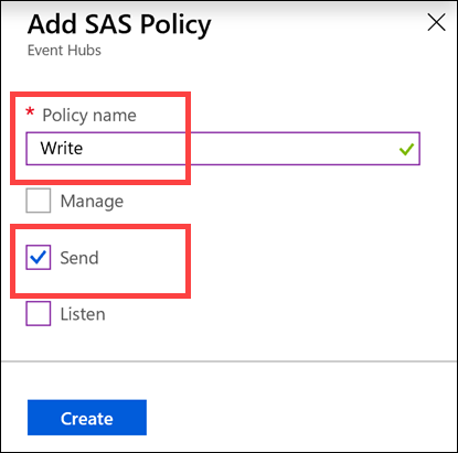 The Add SAS Policy form is filled out with the previously mentioned settings entered into the appropriate fields.