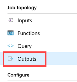 The Outputs link is selected in the left-hand menu.