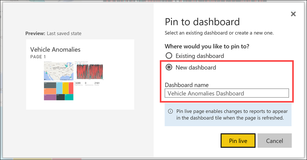 Screenshot of the pin to dashboard dialog.