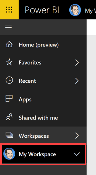 The My Workspace link is selected on the left-hand menu.