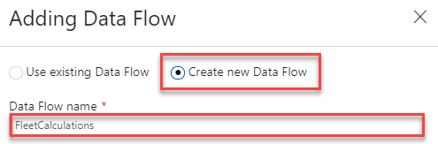 Setting the values for the data flow