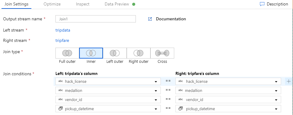 The completed join settings