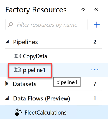 Select pipeline1 in the panel