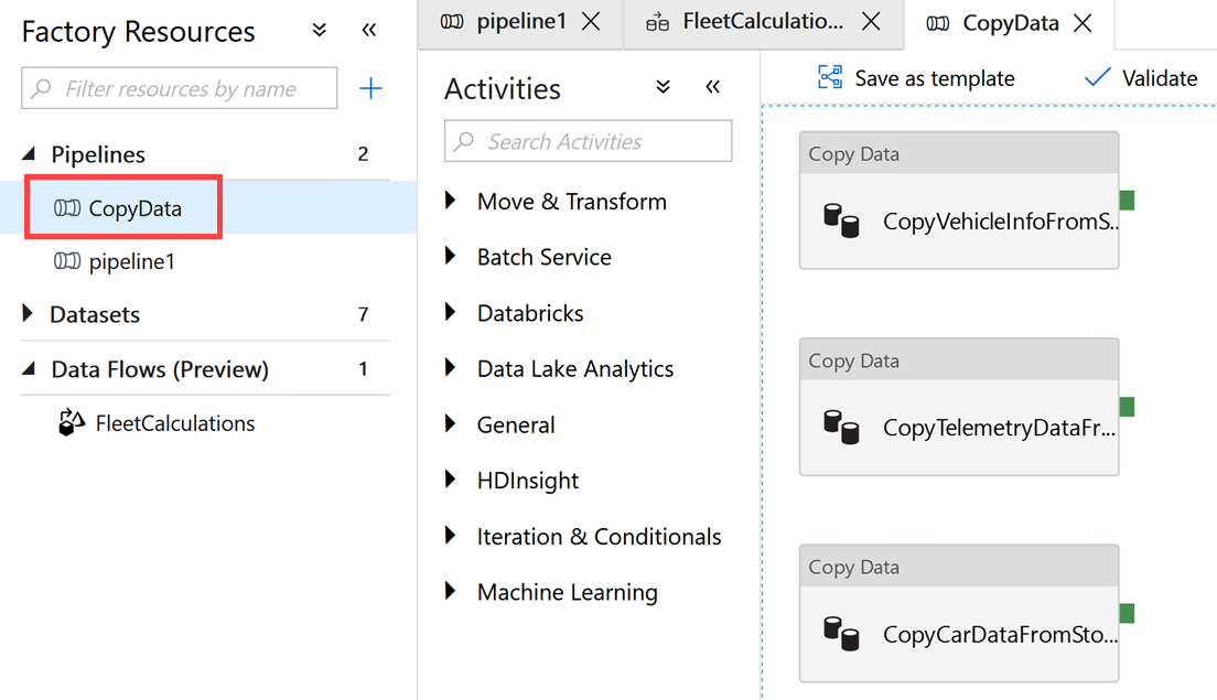 Azure Data Factory pipelines