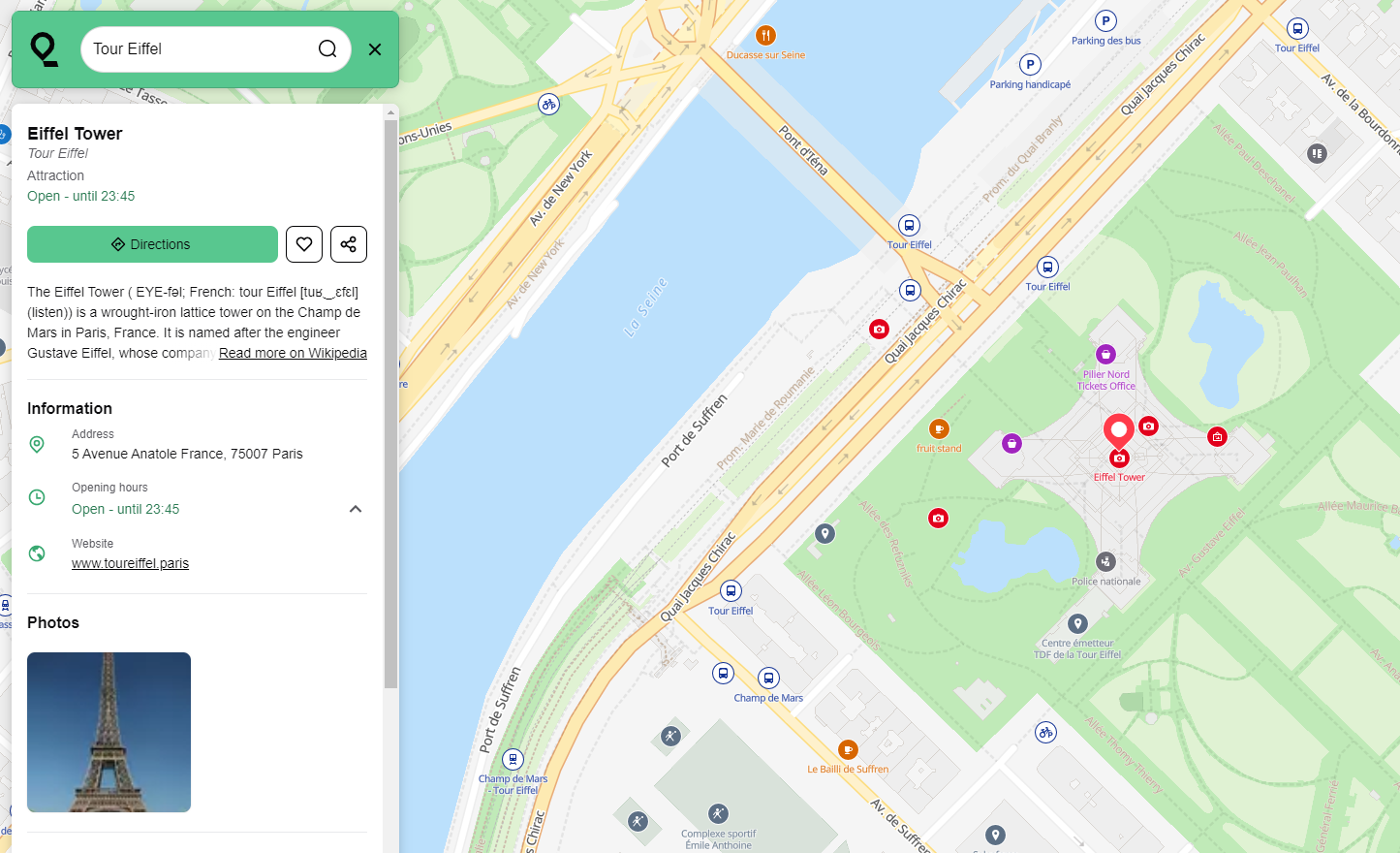 Qwant Maps screenshot