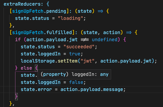 login extra reducer