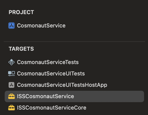 Cosmonaut Service - Xcode project