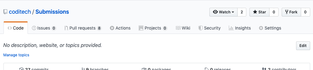 Screenshot showing the fork button in GitHub