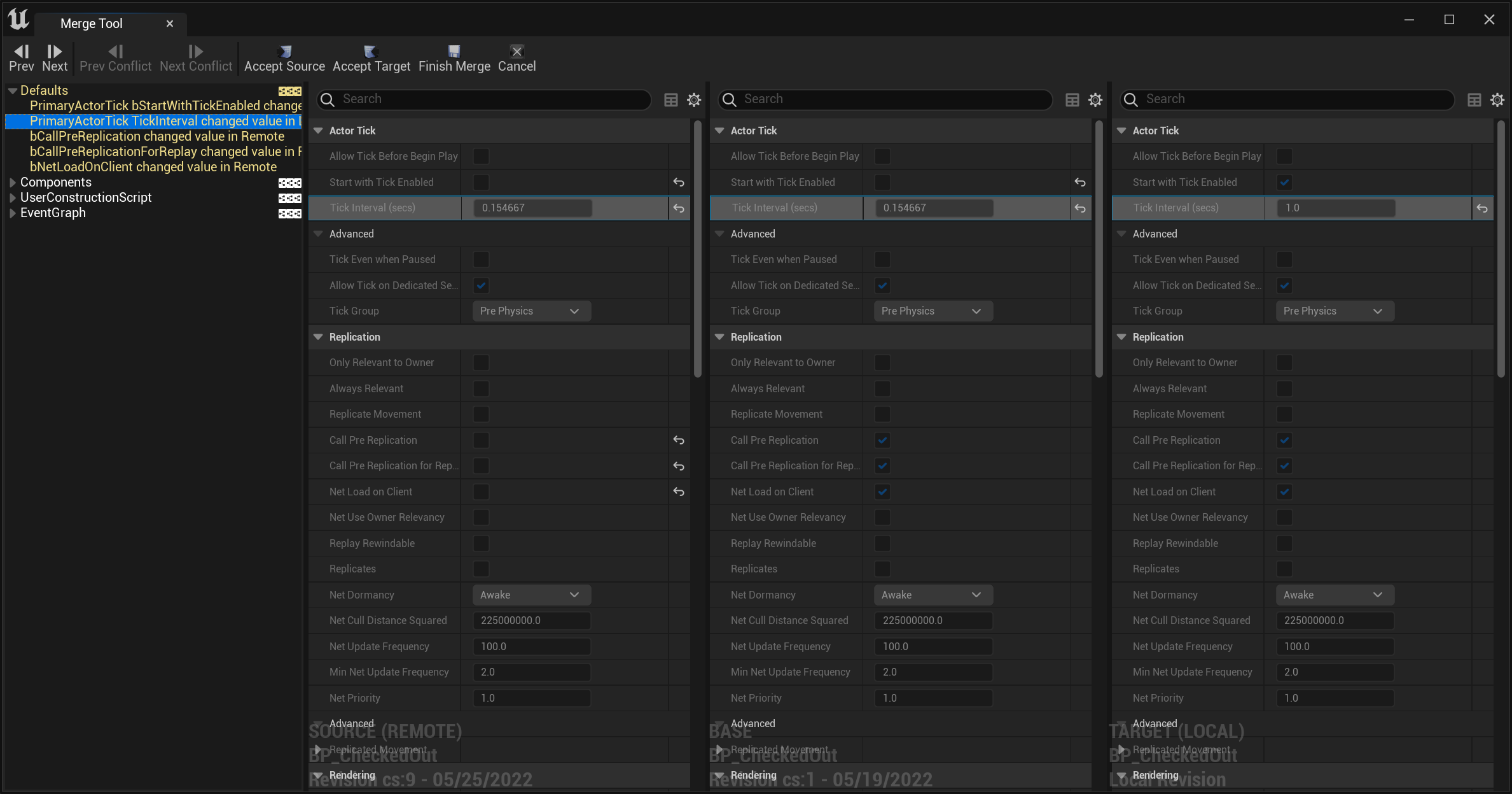 Merge of Blueprint properties