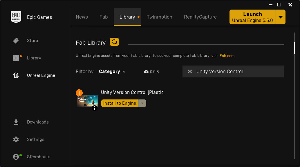 "Fab Library" in the Launcher