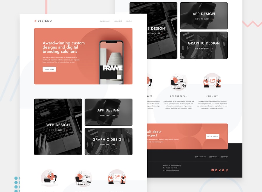 Design preview for the Designo agency website coding challenge