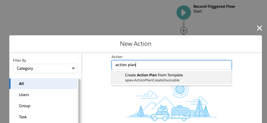 Flow action setup screen