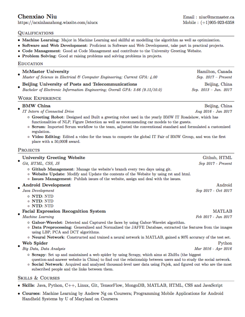 Resume Screenshot