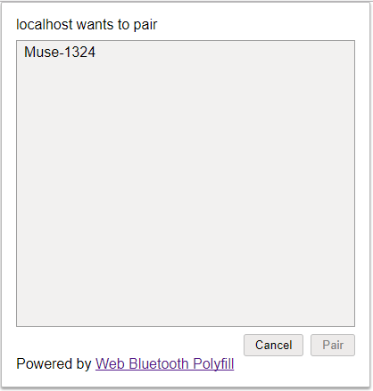 Pairing with the Muse headset using Web Bluetooth