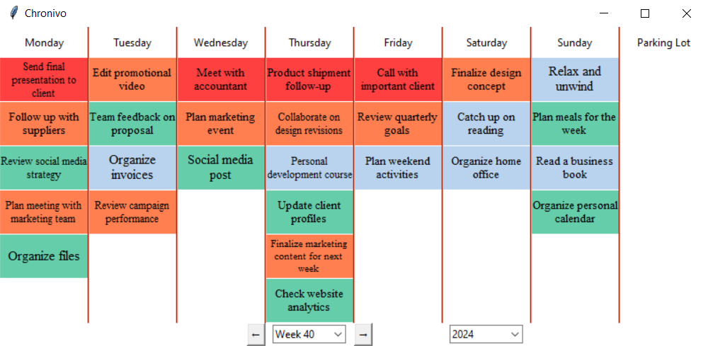 Weekly Planner Screenshot