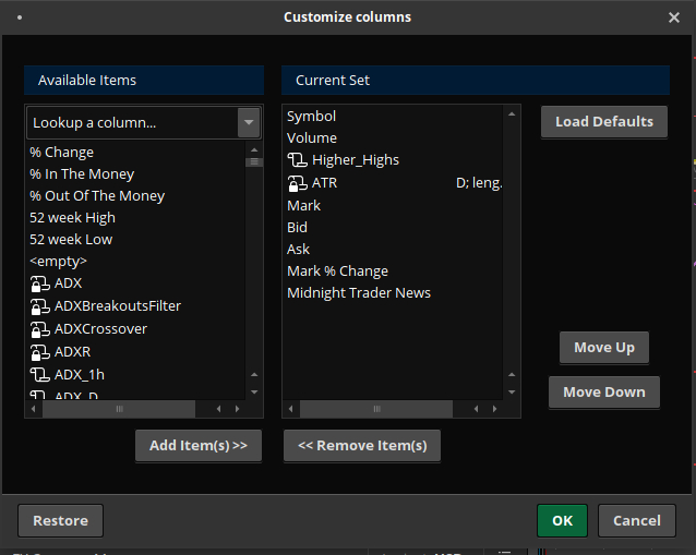 Customize Columns