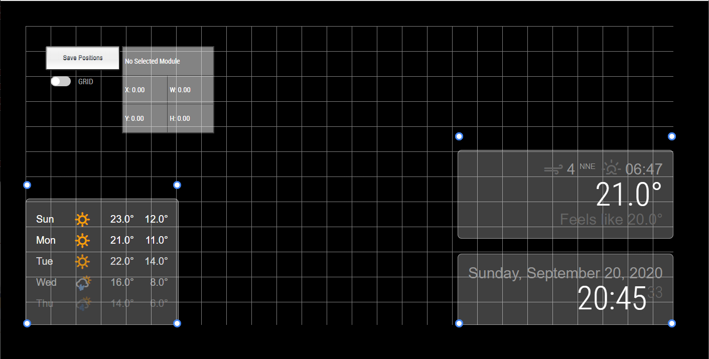 Example of MMM-ModulePosition resizing modules