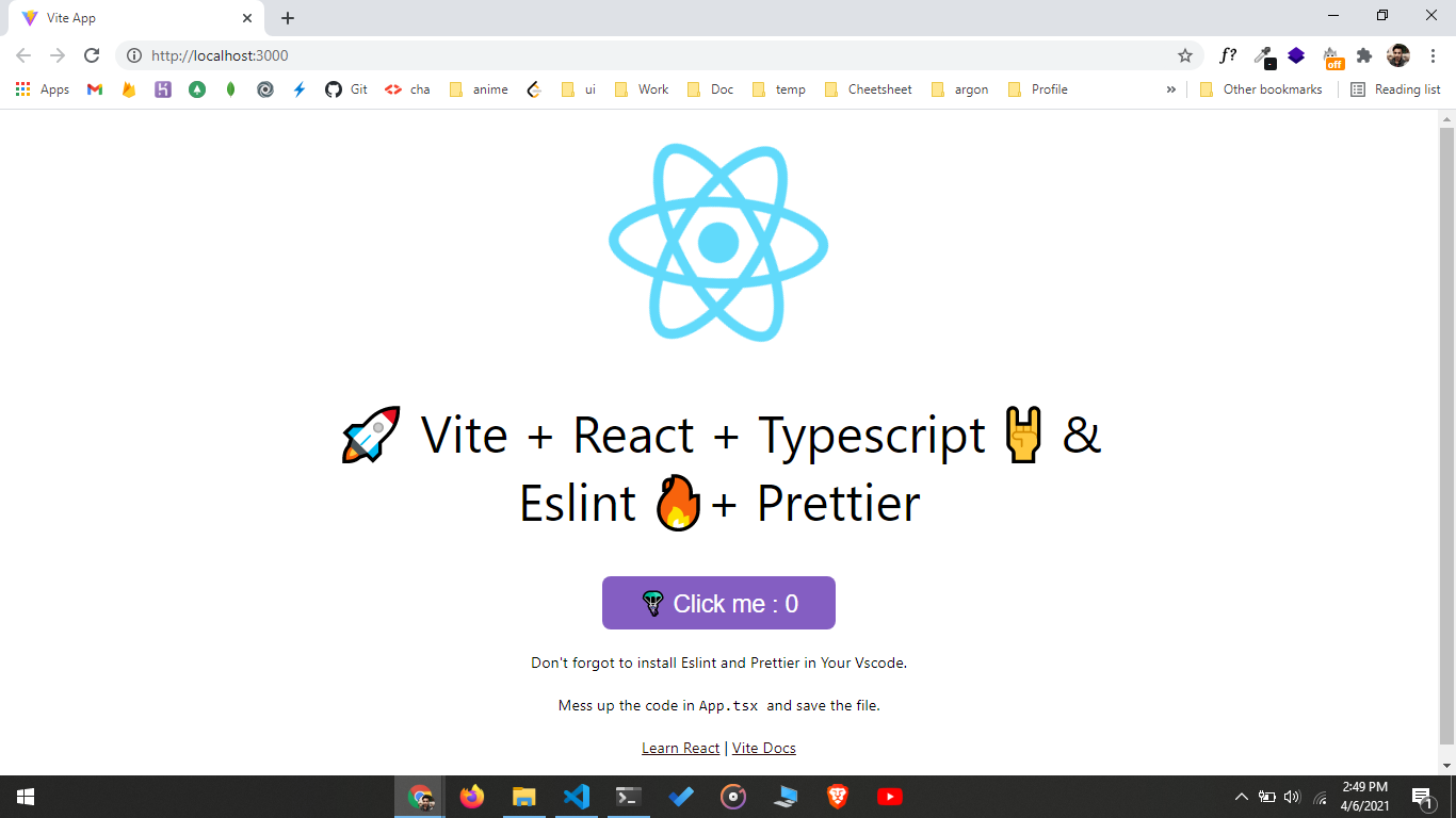 Vite + React + Typescript + Eslint + Prettier