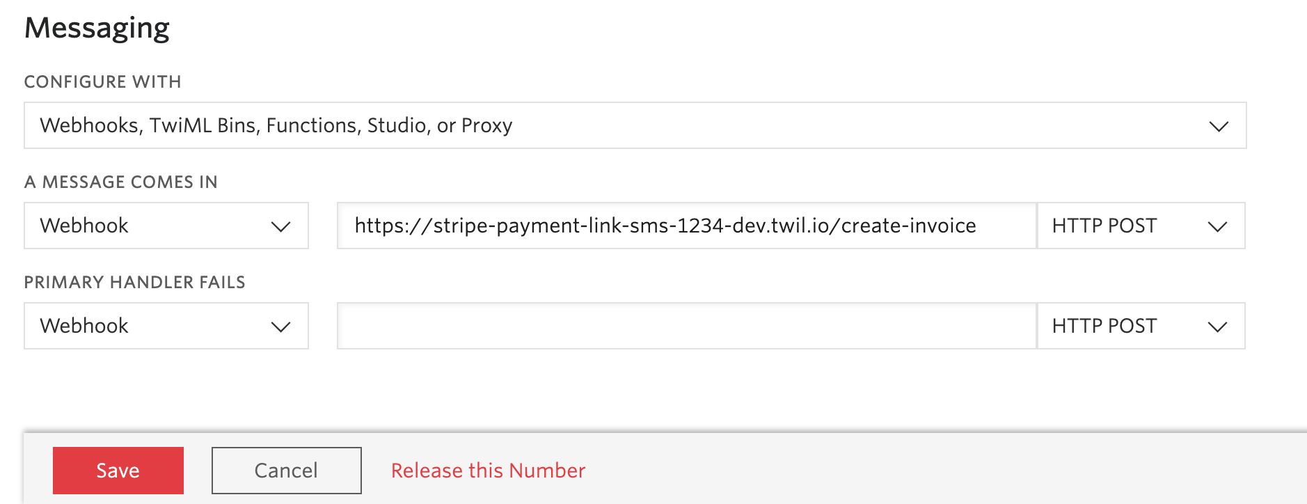 Twilio console screenshot