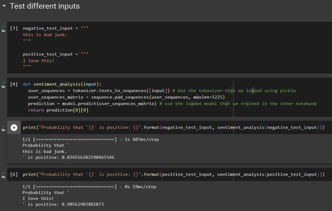 Test inputs